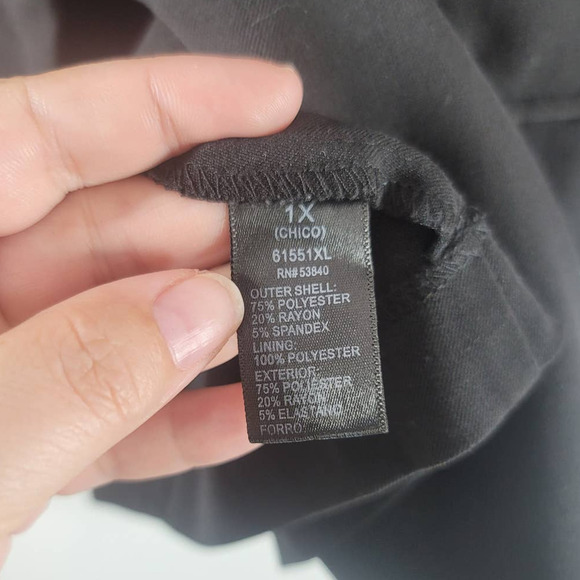 Ambiance Women's Single Button Lined Blazer Jacket Black White Plus Size 1X - Picture 4 of 5